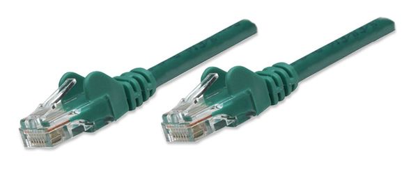 INTELLINET Patchkabel RJ45 U/UTP Cat5e 0.5m Hebelschutz grün