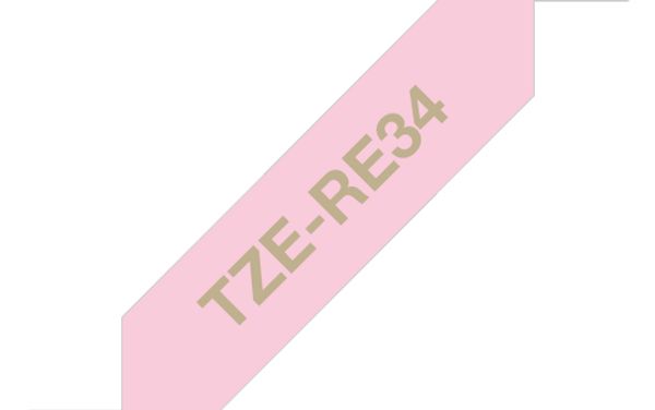 Schriftbandkassette Brother 12mmx4m rosa/gold n. klebend