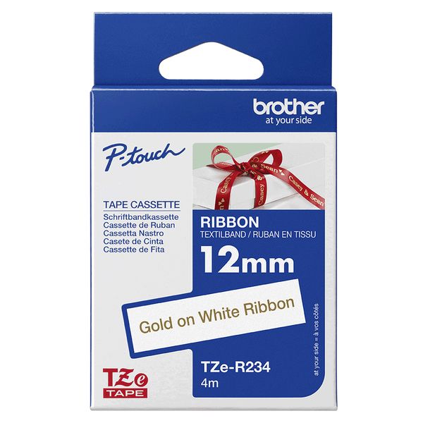 Schriftbandkassette Brother 12mmx4m weiß/gold n. klebend - Bild 7