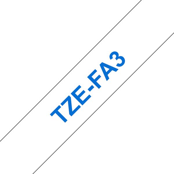 Schriftbandkassette Brother 12mm weiß/blau TZEFA3