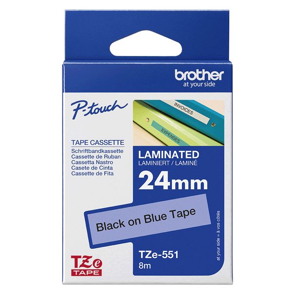 Schriftbandkassette Brother 24mm blau/schwarz TZE551 - Bild 4