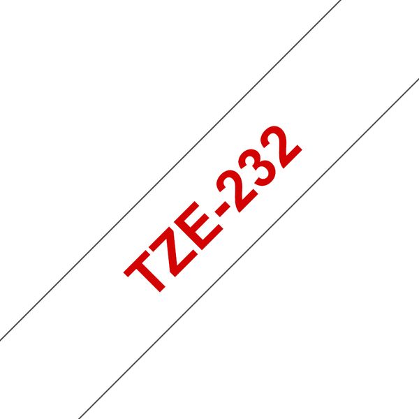 Schriftbandkassette Brother 12mm weiß/rot TZE232