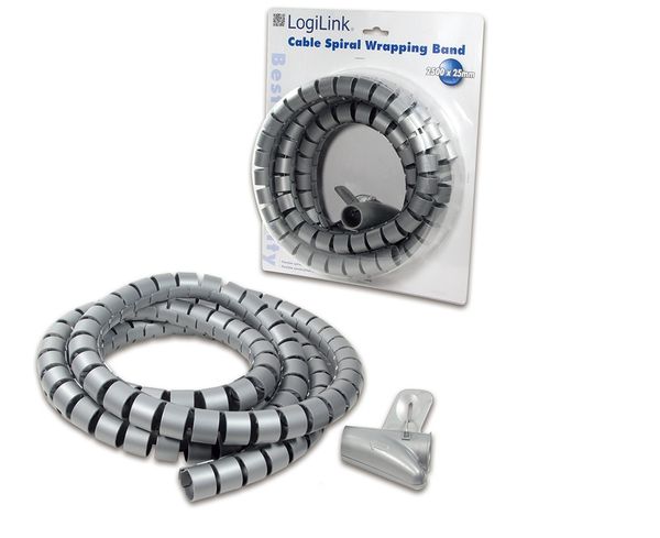 Logilink Kabelspiralschlauch grau 2,5m