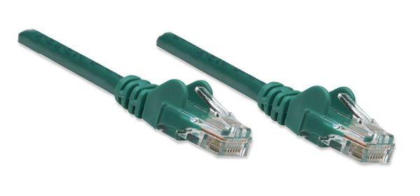 INTELLINET Patchkabel RJ45 U/UTP Cat5e 0.5m Hebelschutz grün
