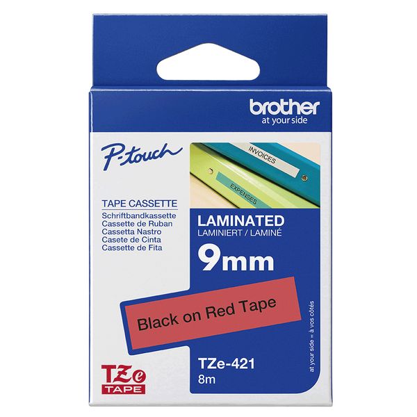 Schriftbandkassette Brother 9mm rot/schwarz TZE421 - Bild 3