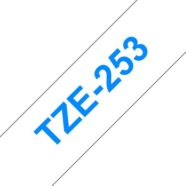 Schriftbandkassette Brother 24mm weiß/blau TZE253