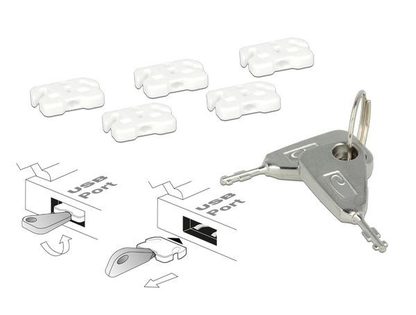 DELOCK USB Port Blocker für USB A Buchsen 5er Set