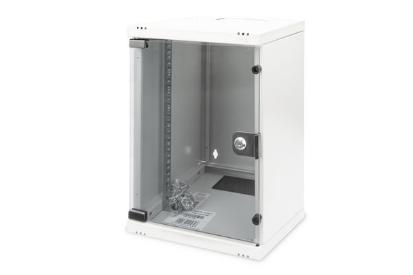 DIGITUS Wandschrank Compact 9HE 254mm 10" Glastür grau