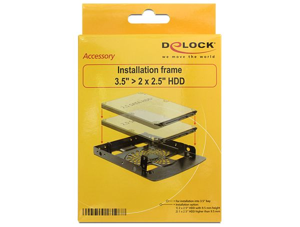 DELOCK Einbausatz 3,5" für 2x 2,5" HDDs Metall schwarz