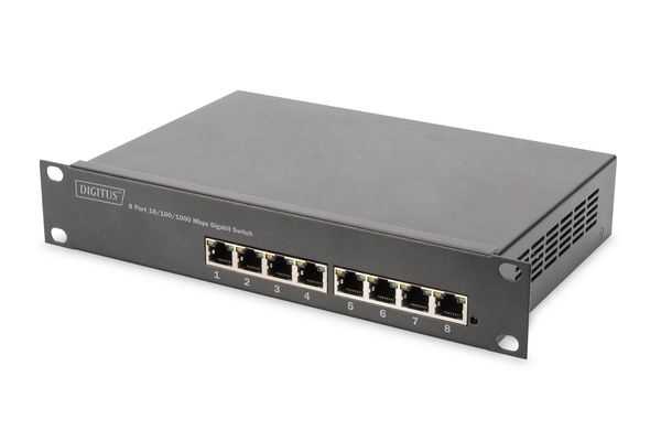 DIGITUS Switch 8-Port Gigabit 10" 80W PoE Managed schwarz