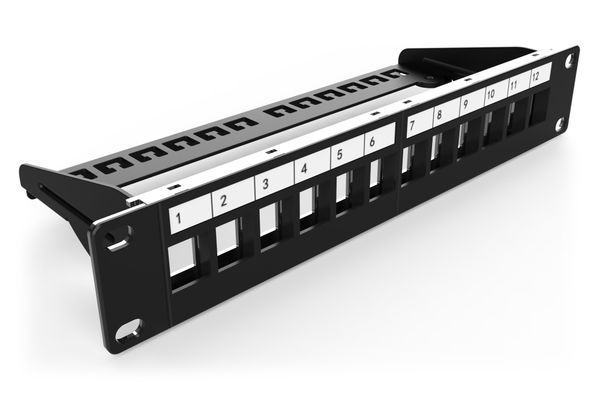 DIGITUS Patchpanel 1HE 12-Port Modular schw.