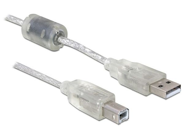 DELOCK USB Kabel A -> B St/St 0.50m transparent