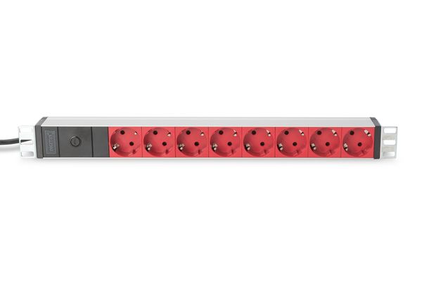 DIGITUS Steckerleiste 8fach rot Alu 2m Zuleitung - Bild 2