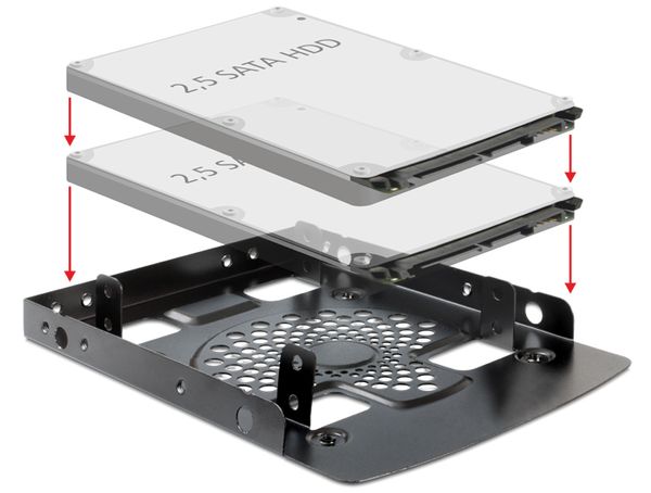 DELOCK Einbausatz 3,5" für 2x 2,5" HDDs Metall schwarz