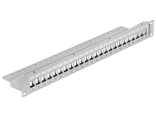 DELOCK Patchpanel 1HE 24 Keystone Ports grau
