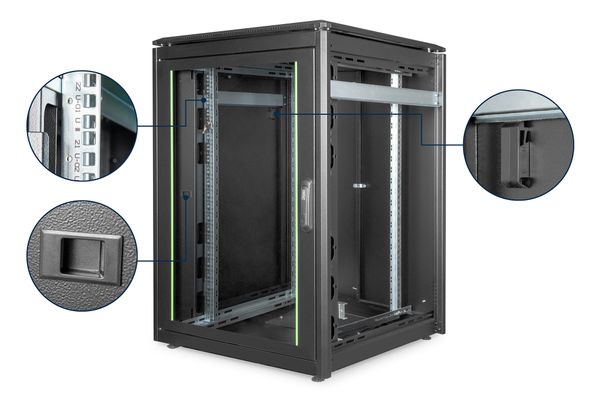 DIGITUS Netzwerkschrank Unique 22HE 1164x800x800mm schwarz (Speditionsversand) - Bild 3