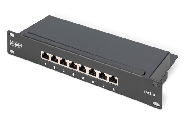 DIGITUS Patchpanel 1HE 8-Port Cat6 ClassE geschirmt schw.