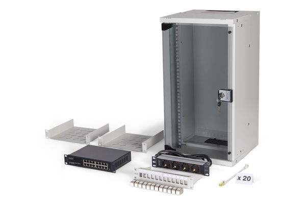 DIGITUS Netzwerk-Set 254 mm (10") - 12HE, 315x300 mm (BxT)we - Bild 1