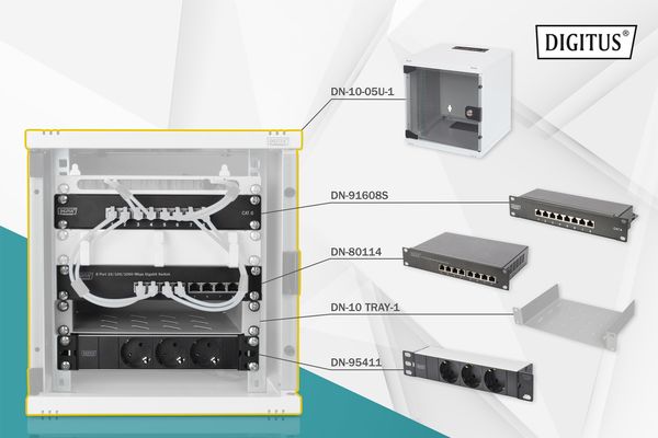 DIGITUS Netzwerk-Set 254 mm (10") - 6HE, 312x300 mm (BxT)